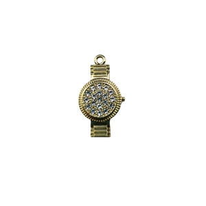 Pendentif montre en alliage doré avec strass brillants pour bijoux faits à la main