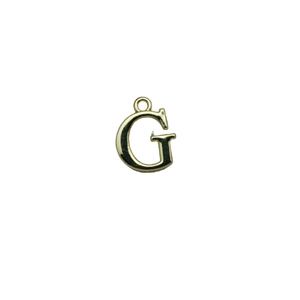 Pendentif lettre G dorée polie avec bélière pour la création de colliers et boucles d'oreilles