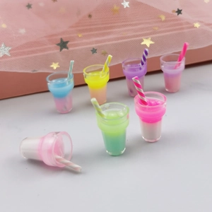 Μικροσκοπικά διακοσμητικά bubble tea από ρητίνη σε macaron χρώματα για κοσμήματα