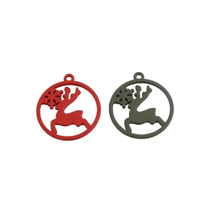 Pendentifs de Noël cerf et flocon de neige en rouge et vert forêt au fini mat élégant