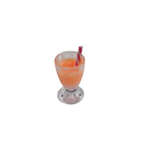 Miniature orange boba tea charm with red and white striped straw for DIY jewelry crafts
