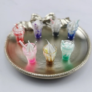 Mini iridescent sundae ice cream resin pendants in seven colors for DIY jewelry making
