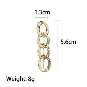 Gold chain brooch pin for waist adjustment with polished metal link design 5.6cm