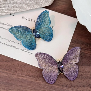 Spilla Farfalla in Tessuto Ricamo Fatto a Mano Vintage in Stile Cinese Elegante Spilla in Lega di Strass per Donna Gioielli