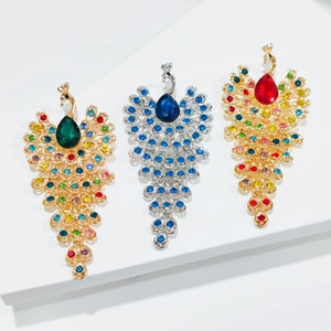 Vintage Alloy Peacock Brooch For Women Luxurious Rhinestone Enamel Animal Breastpin Colorful Crystal Party Jewelry Accessory