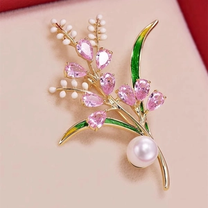 Broche en Épi de Blé de Style Chinois pour Femme Alliage Zircone Künstliche Perle Émail Élégant Bouquet de Fleurs Accessoire de Mode