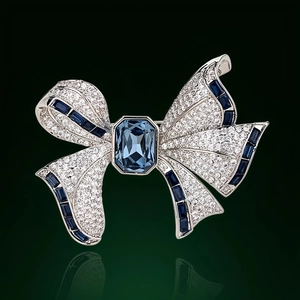 Élégante Broche Nœud Papillon en Alliage avec Strass pour Femmes Broche de Luxe Incrustée de Cristal Accessoire de Vêtement