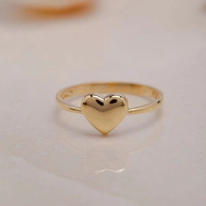 Anillo Corazón de Aleación de Oro Minimalista para Mujer Corazón 3D Pulido Compromiso Boda Moda Anillo Joyería Regalo