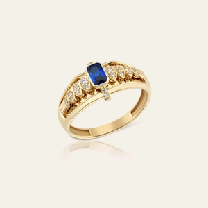 Anello Statement con Gemma Simulata Rettangolare in Lega di Zinco Vintage Oro Lussuoso Placcato Intaglio Vuoto Strass Anello di Cristallo per Gioielli da Sposa da Donna
