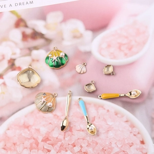 Dijes de esmalte de concha y estrella de mar con perlas para la creación de joyas DIY