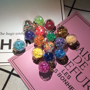 Colorful star-filled glass ball pendants with metal loops for DIY jewelry making