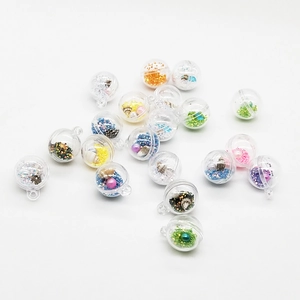 Pendentifs sphériques en acrylique de 2 cm avec paillettes et perles pour bijoux DIY