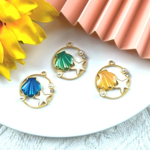 Détails de pendentifs émaillés en forme de coquillages et étoiles de mer pour bijoux DIY