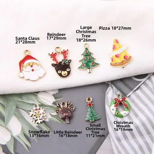 Weihnachts-Emaille-Anhänger-Set mit Weihnachtsmann, Rentier und Schneeflocken für DIY-Schmuck