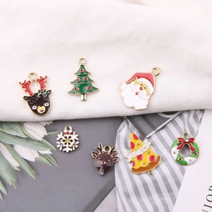 Weihnachten Legierung Tropföl Charms Für DIY Schmuckherstellung Weihnachtsmann Rentier Schneeflocke Weihnachtsbaum Kranz Anhänger Mit Strass