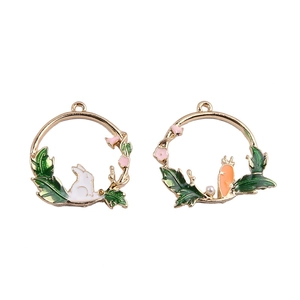 Ensemble de pendentifs en alliage émaillé lapin et carotte pour bijoux faits à la main