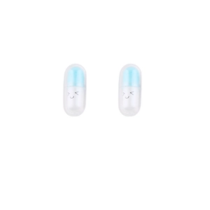 Cute pill-shaped colorful smiley face DIY jewelry accessories in blue and white colors
