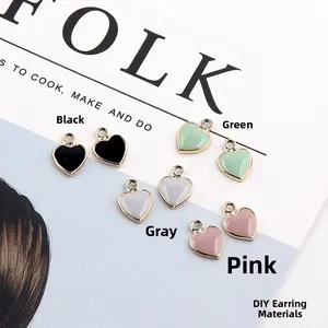 Heart Shape Enamel Alloy Pendant DIY Jewelry Making Findings Charm For Earrings Necklace Bracelet Fashion Accessory
