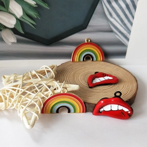 DIY Legierung Tropföl Emaille Charms Für Schmuckherstellung Lippen Regenbogen Anhänger Für Ohrringe Armband Halskette Koreanische Mode Accessoires