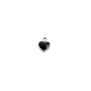 DIY golden heart charm with black enamel inlay for bracelets and pendant jewelry making