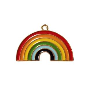 Goldener Regenbogen-Emaille-Anhänger mit sechs Farben und Öse für DIY-Schmuckherstellung