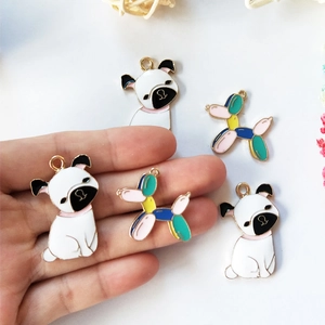 DIY colorful alloy enamel bulldog and balloon dog charms for jewelry making