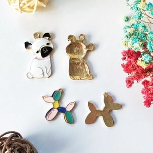 DIY colorful balloon dog and pug alloy enamel pendants for handmade jewelry charms