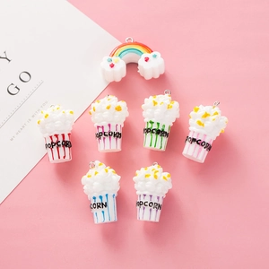 DIY colorful 3D resin popcorn pendants and rainbow cloud charms for jewelry and keychains