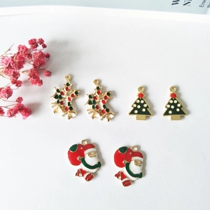 Christmas Alloy Enamel Charms For DIY Jewelry Making Santa Claus Christmas Tree Bell Pendants For Earrings Necklace Accessory