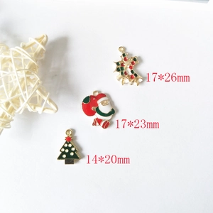 Christmas alloy enamel charms set featuring Santa Claus, bell and tree shapes for DIY jewelry