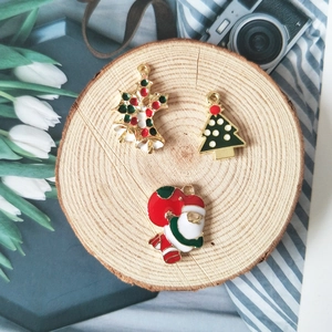 Christmas enamel charms set featuring Santa, tree and bells for DIY jewelry making
