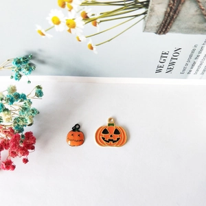 Colgantes de Aleación de Esmalte de Calabaza de Halloween Dijes de Jack-o'-lantern para Pendientes Collar DIY Accesorios Joyería