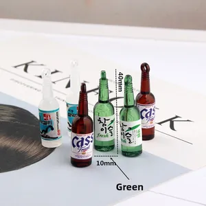 Miniatur Harz Bierflaschen Anhänger für DIY Schmuck und Puppenhaus Deko 40mm Höhe