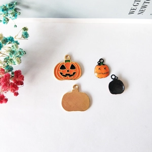 Colgantes de calabaza de Halloween en aleación esmaltada para hacer joyas de bricolaje