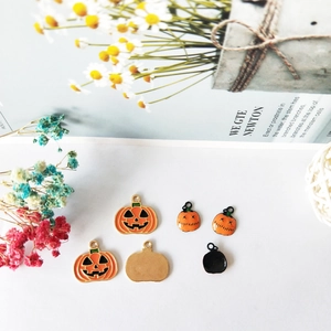 Colgantes de calabaza de Halloween en aleación para pendientes DIY con esmalte naranja