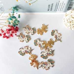 DIY colorful unicorn enamel pendants made of gold plated alloy for jewelry making
