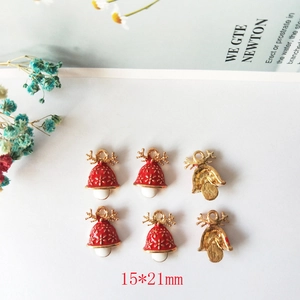 Christmas reindeer antler charms for DIY jewelry making, 15x21mm red alloy pendants