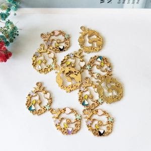 Alice in Wonderland cartoon girl charms and floral wreaths for DIY jewelry making