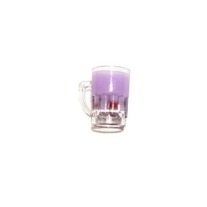 Miniature transparent beer mug pendant with purple resin fill for DIY jewelry making