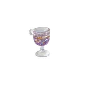 Pendentif verre à vin en acrylique avec cristaux violets et feuilles d'or pour bijoux DIY