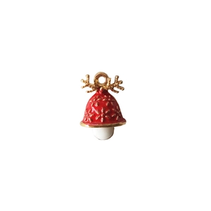 Christmas reindeer antler bell pendant with gold floral patterns for DIY jewelry making