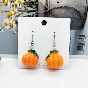Creative orange resin pumpkin drop earrings for Halloween DIY festive accessories
