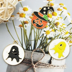 Halloween pumpkin and ghost enamel alloy pendants for DIY earrings and jewelry making