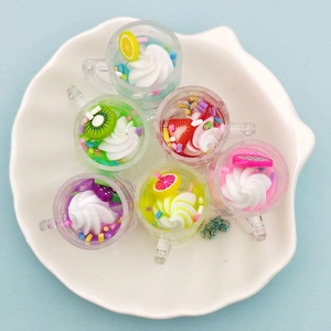 Lot de 6 mini pendentifs boissons aux fruits en résine colorée pour créations de bijoux DIY