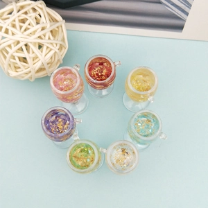 7Pcs gold foil goblet acrylic pendants in various colors for DIY jewelry making
