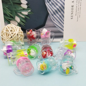 Simulation Mini Chope à Bière Tasse de Boisson Charmes en Résine 3D Fruits Crème Dessert Pendentifs Pour DIY Boucle d'Oreille Collier Porte-Clés Bijoux