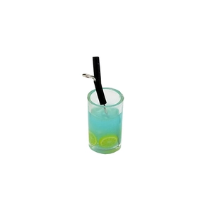 Mini ciondolo in resina soda blu con fetta di limone per creazione gioielli fai da te