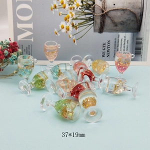 Acrylic glitter goblet pendants in multiple colors for DIY jewelry making 37x19mm