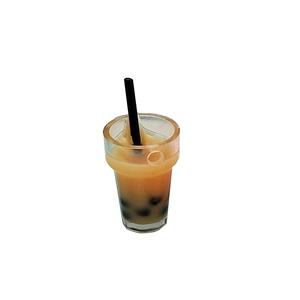 Mini pendentif bubble tea pour boucles d'oreilles DIY avec boba réalistes et détails paille