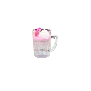 Pendentif mini chope de bière avec liquide rose et fruit du dragon pour DIY